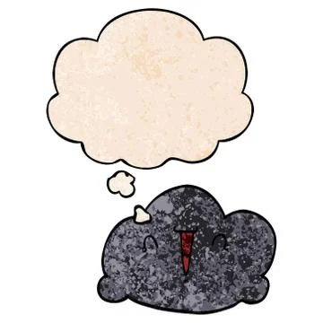 Cartoon cloud and thought bubble in grunge texture pattern style イラスト素材