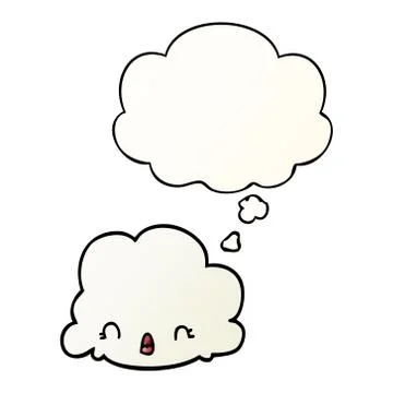 Cartoon cloud and thought bubble in smooth gradient style Stock Illustration