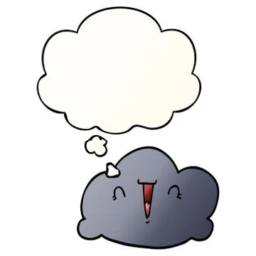 Cartoon cloud and thought bubble in smooth gradient style Stock Illustration