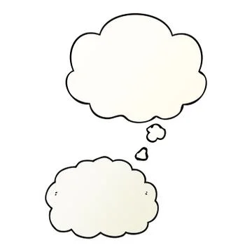 Cartoon cloud and thought bubble in smooth gradient style Stock Illustration