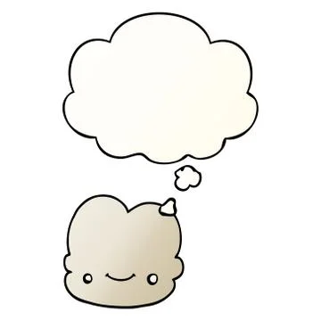 Cartoon cloud and thought bubble in smooth gradient style 스톡 일러스트