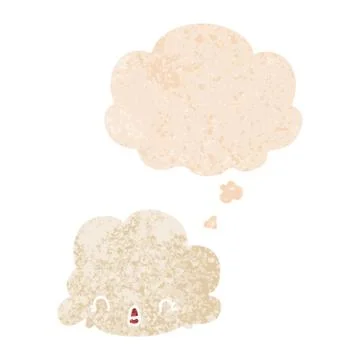 Cartoon cloud and thought bubble in retro textured style Illustrazione stock