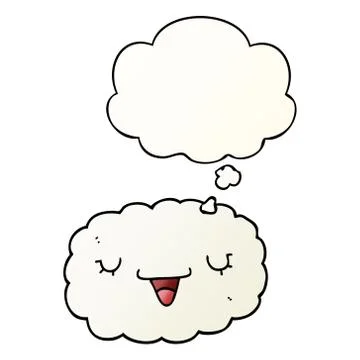 Cartoon cloud and thought bubble in smooth gradient style Illustrazione stock