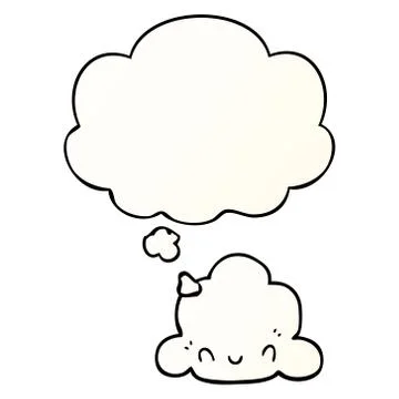 Cartoon cloud and thought bubble in smooth gradient style Stock Illustration