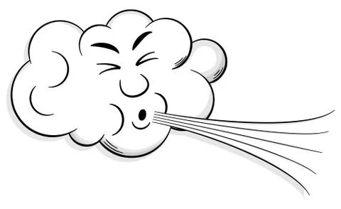 Cartoon cloud blows wind Stock Illustration