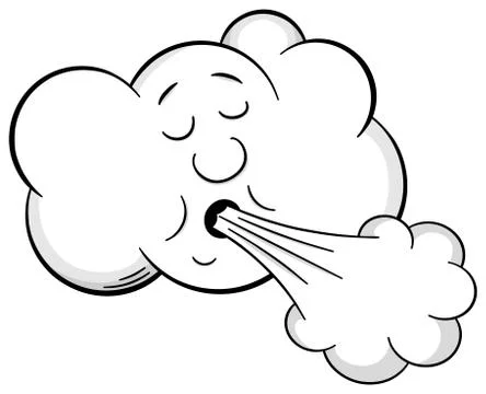 Cartoon cloud blows wind Stock Illustration