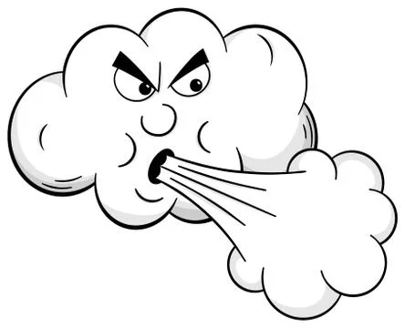 Cartoon cloud blows wind Stock Illustration