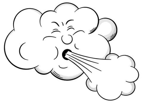 Cartoon cloud blows wind Stock-Illustration