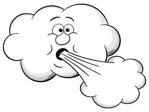 Cartoon cloud blows wind Stock Illustration