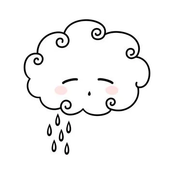 Cartoon cloud crying rain. Sad cloud. Vector illustration. Stock Illustration