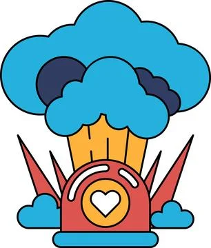 A cartoon of a cloud with a heart on top of it Illustrazione stock