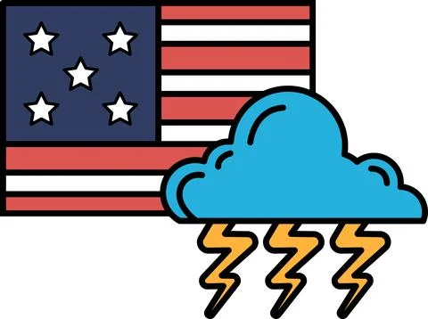 A cartoon of a cloud with lightning bolts Illustrazione stock