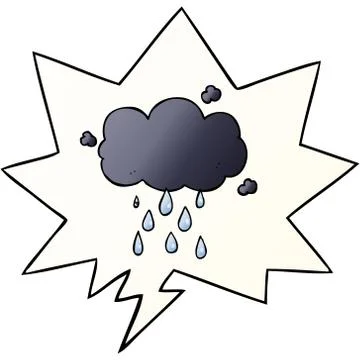 Cartoon cloud raining and speech bubble in smooth gradient style 스톡 일러스트
