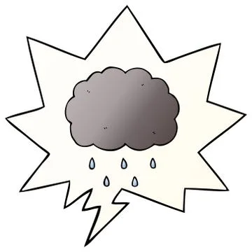 Cartoon cloud raining and speech bubble in smooth gradient style 스톡 일러스트
