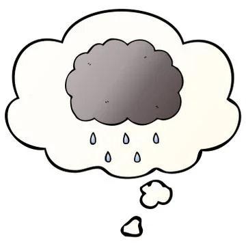 Cartoon cloud raining and thought bubble in smooth gradient style 스톡 일러스트