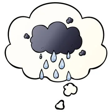 Cartoon cloud raining and thought bubble in smooth gradient style 스톡 일러스트