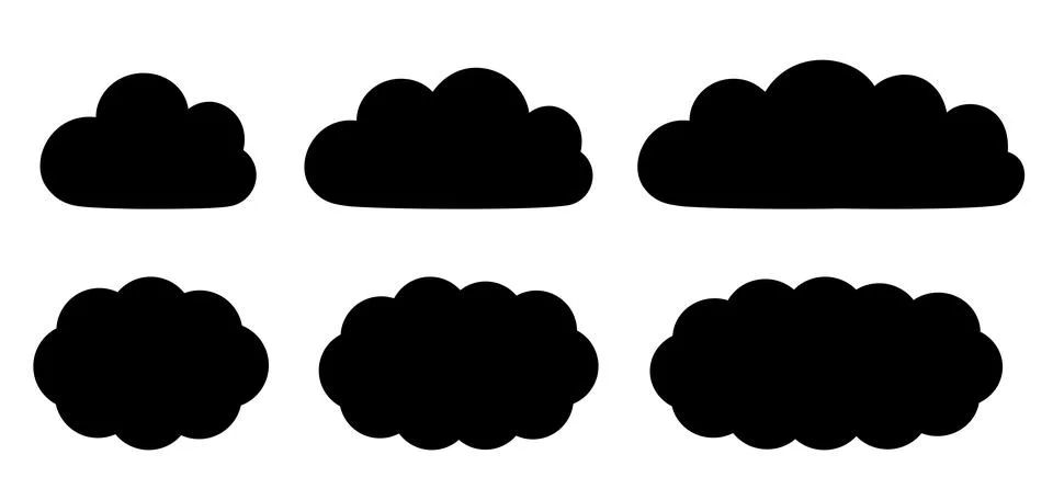 Cartoon cloud shape vector silhouette set Stock-Illustration