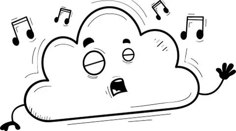 Cartoon Cloud Singing Stock Illustration