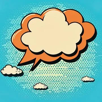 Cartoon cloud with speech bubble in retro texture style Stock Illustration