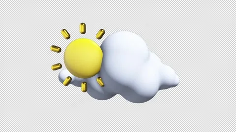Cartoon cloud with sun Stock Footage 308222797