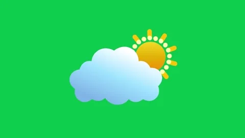 Cartoon cloud with sun on green screen perfect for animation explainer Stock-Footage 309102145