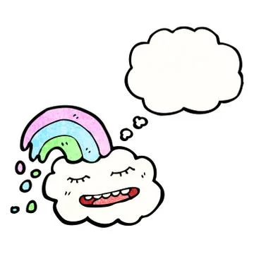 Cartoon cloud with thought bubble Stock Illustration