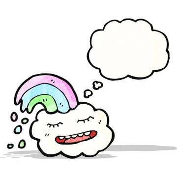 Cartoon cloud with thought bubble Stock Illustration