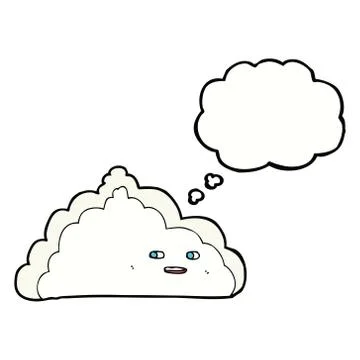Cartoon cloud with thought bubble Stock Illustration