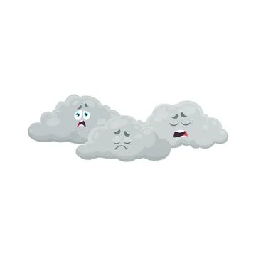 Cartoon cloud weather characters vector personages Stock Illustration