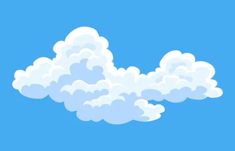 Cartoon clouds. Abstract white cloudscape icon symbol. Vector cloudy landscape Stock Illustration