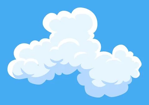 Cartoon clouds. Abstract white cloudscape icon symbol. Vector cloudy landscape Stock Illustration
