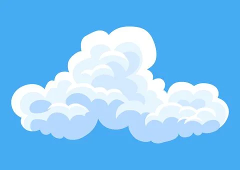 Cartoon clouds. Abstract white cloudscape icon symbol. Vector cloudy landscape Stock Illustration