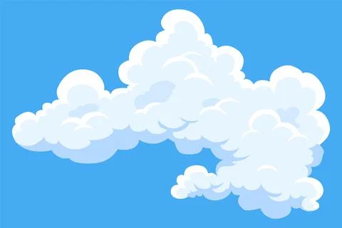 Cartoon clouds. Abstract white cloudscape icon symbol. Vector cloudy landscape Stock Illustration