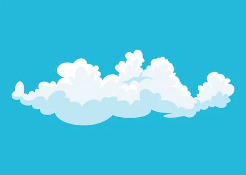 Cartoon clouds. Abstract white cloudscape icon symbol. Vector cloudy landscape Stock Illustration
