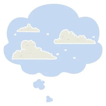 Cartoon clouds and thought bubble in retro style 스톡 일러스트