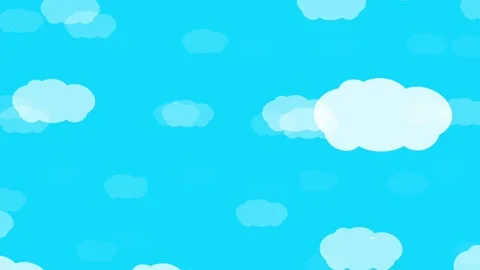 Cartoon clouds background animation. Simple white and blue flat clouds float. Stock-Footage 315772205