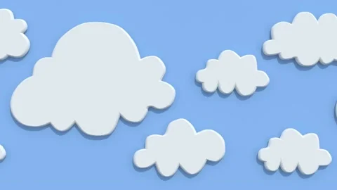 Cartoon clouds on blue background, animation loop Stock Footage 131510846