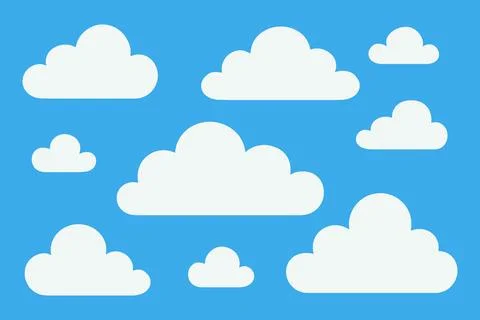 Cartoon Clouds in a Blue Sky Vector Illustration Stockillustratie