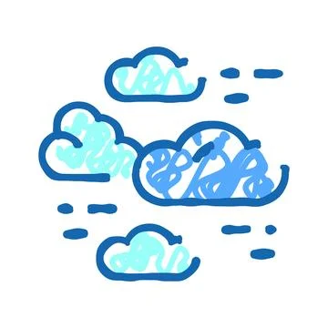 Cartoon clouds doodle on white background representing weather Stock Illustration