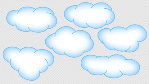 Cartoon clouds elements on alpha channel... | Stock Video | Pond5