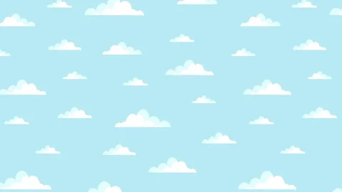 Cartoon clouds floating in the blue sky Stock Footage 146974699
