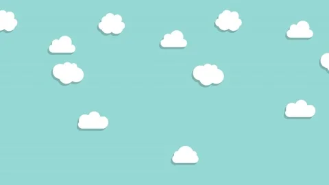 Cartoon clouds floating in the sky. looped video. Stock Footage 132704282