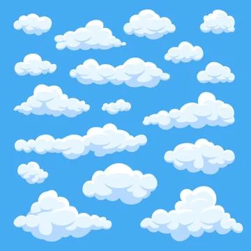 Cartoon clouds isolated on blue sky panorama vector collection Illustrazione stock