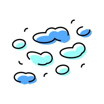 Cartoon clouds line art blue sky weather icon Illustration