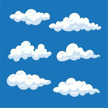 Cartoon Clouds Set vector cloud isolated on blue sky Stock Illustration