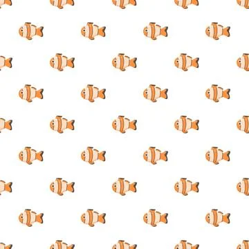 Cartoon clownfish swimming pattern on a white background Stockillustratie