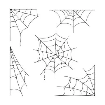Cartoon cobweb set, vector illustration for Halloween holiday Stock Illustration