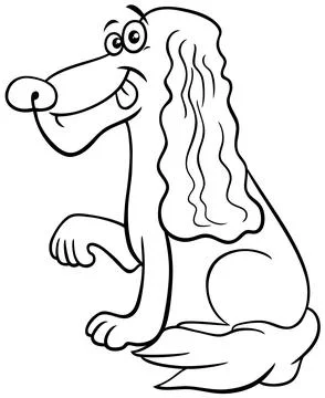 Cartoon cocker spaniel dog character coloring page Stock Illustration
