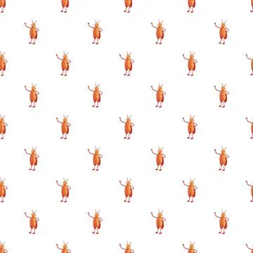 Cartoon cockroach character repeating pattern on white Illustrazione stock
