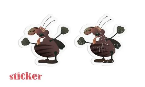 Cartoon cockroach. Vector illustration in the form of a sticker in modern and Stock Illustration